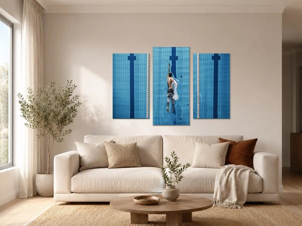 Plavec pod hladinou – Třídílný obraz B, 90 × 60 cm