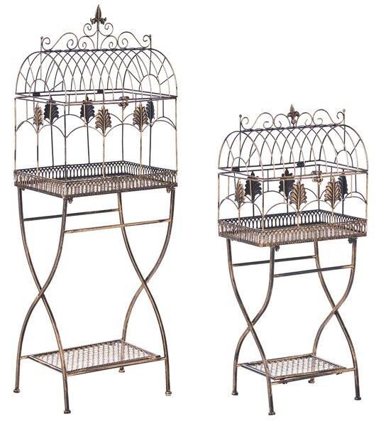 Sada 2 regálů s policemi SICILY Kov 122/90 cm 43/37 cm Černá
