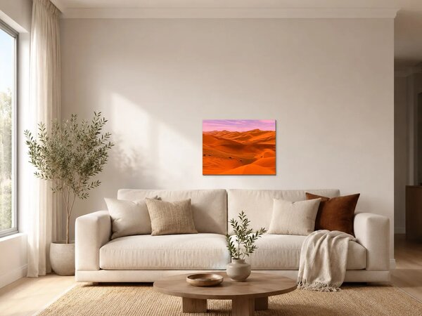 Pouštní duny při růžovém svítání – Jednodílný obraz, 40 × 30 cm