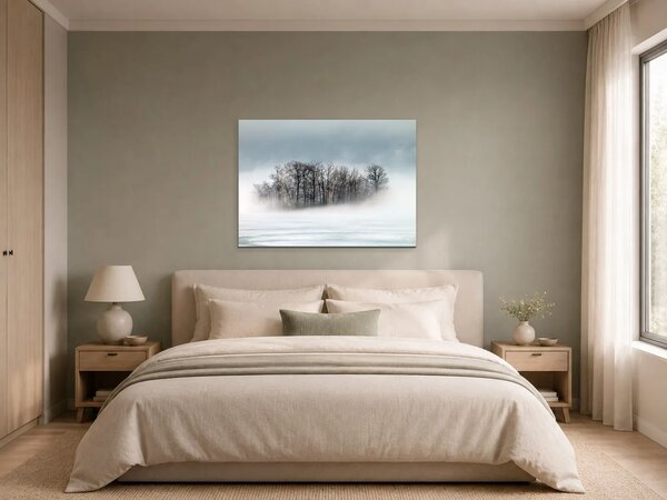 Zimní stromy v mlze – Jednodílný obraz, 70 × 50 cm