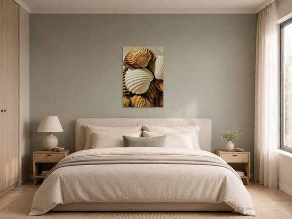 Mušle v přírodních tónech – Jednodílný obraz, 50 × 70 cm