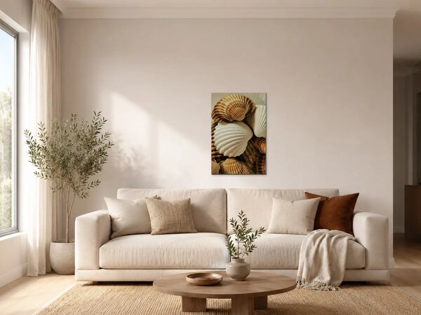 Mušle v přírodních tónech – Jednodílný obraz, 50 × 70 cm