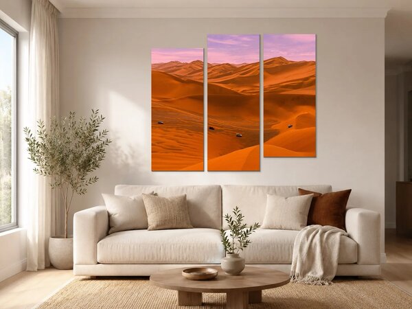 Pouštní duny při růžovém svítání – Třídílný obraz C, 120 × 80 cm