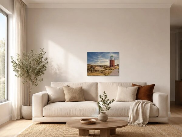 Maják v písečných dunách – Jednodílný obraz, 60 × 40 cm