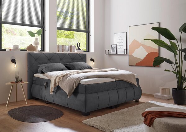 POSTEL BOXSPRING, 180/200 cm, antracitová MID.YOU - Manželské postele, Online Only