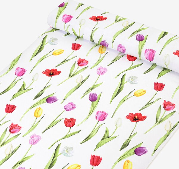 Goldea teflonová látka na ubrusy - barevné tulipány 160 cm
