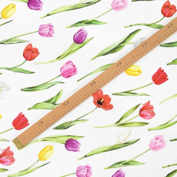 Goldea teflonová látka na ubrusy - barevné tulipány 160 cm