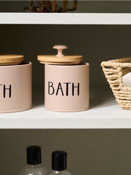 Sinsay - Úložná krabička s nápisem „Bath“ - hnědá