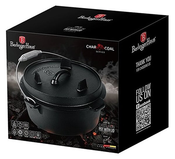 Hrnec litinový s poklicí 25 cm černý