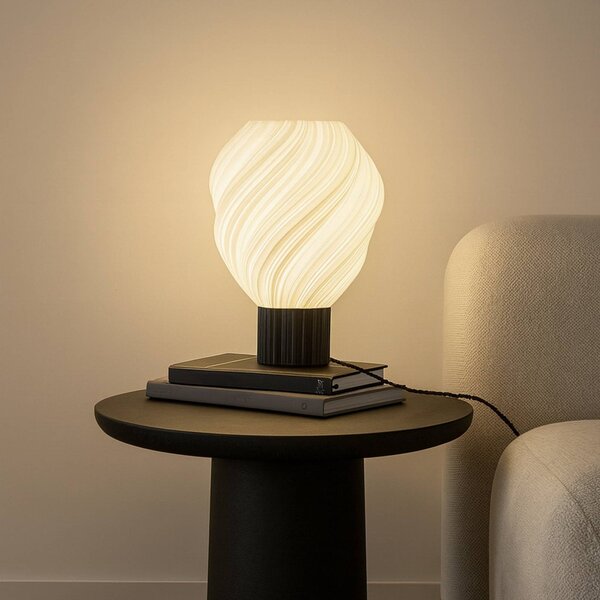 Lindby Stolní lampa Nuvia, výška 39,1 cm, bílá, 3D tisk, Bílá / opál, Obývací pokoj / jídelna, Moderní