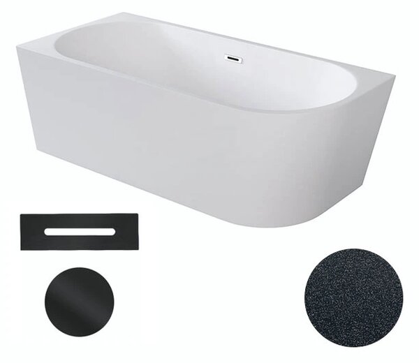 Besco Akrylátová volně stojící rohová vana Zoya Glam G 150x75 (170x80) bílá/grafit Rozměry (cm): 170x80, Typ a barva výpustě: Click-Clack s přepadem, bílá, Orientace: Pravá