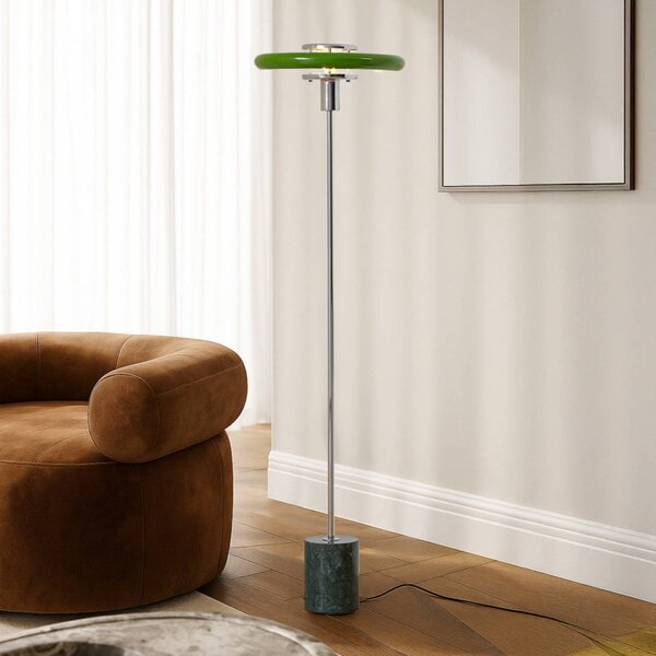 Lindby stojací lampa Branford, retro, zelená, kov/mramor, Zelená, Obývací pokoj / jídelna, kov, Vintage