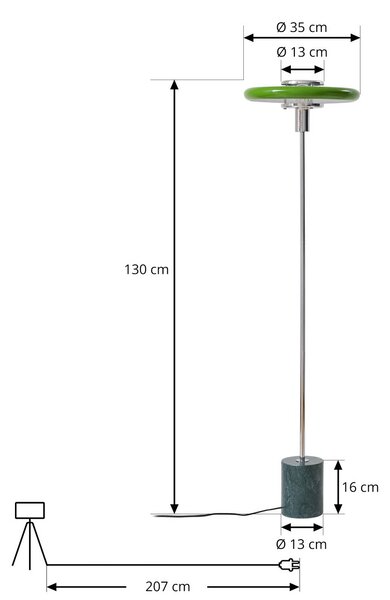 Lindby stojací lampa Branford, retro, zelená, kov/mramor, Zelená, Obývací pokoj / jídelna, kov, Vintage