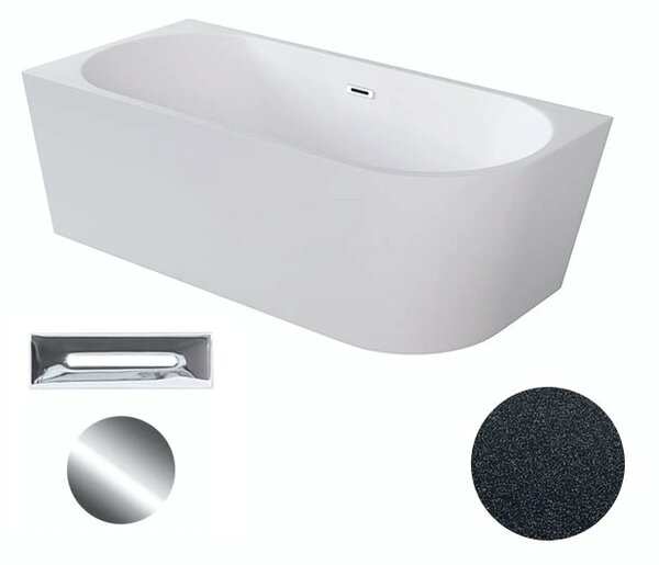 Besco Akrylátová volně stojící rohová vana Zoya Glam G 150x75 (170x80) bílá/grafit Rozměry (cm): 170x80, Typ a barva výpustě: Click-Clack s přepadem, bílá, Orientace: Pravá