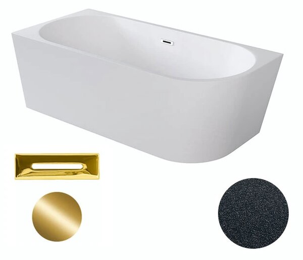 Besco Akrylátová volně stojící rohová vana Zoya Glam G 150x75 (170x80) bílá/grafit Rozměry (cm): 170x80, Typ a barva výpustě: Click-Clack s přepadem, bílá, Orientace: Pravá