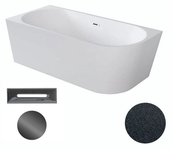 Besco Akrylátová volně stojící rohová vana Zoya Glam G 150x75 (170x80) bílá/grafit Rozměry (cm): 170x80, Typ a barva výpustě: Click-Clack s přepadem, bílá, Orientace: Pravá