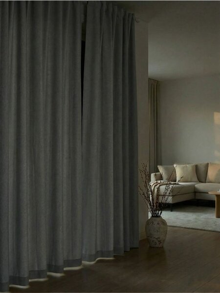 Sinsay - Curtain with tape header in herringbone pattern - šedá