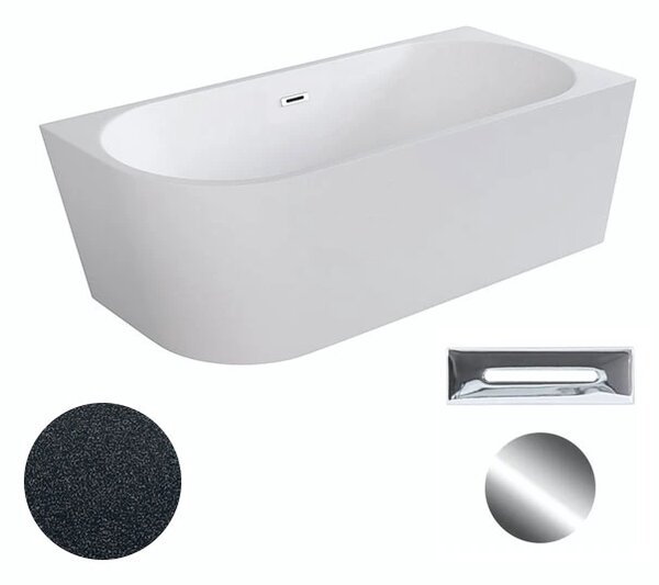 Besco Akrylátová volně stojící rohová vana Zoya Glam G 150x75 (170x80) bílá/grafit Rozměry (cm): 170x80, Typ a barva výpustě: Click-Clack s přepadem, bílá, Orientace: Pravá