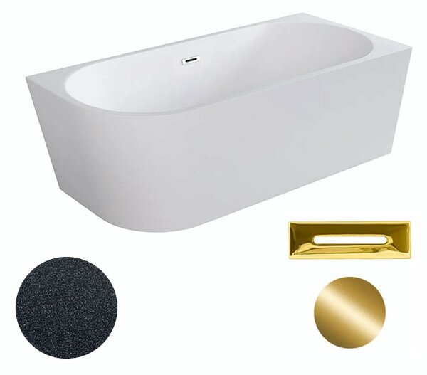 Besco Akrylátová volně stojící rohová vana Zoya Glam G 150x75 (170x80) bílá/grafit Rozměry (cm): 170x80, Typ a barva výpustě: Click-Clack s přepadem, bílá, Orientace: Pravá