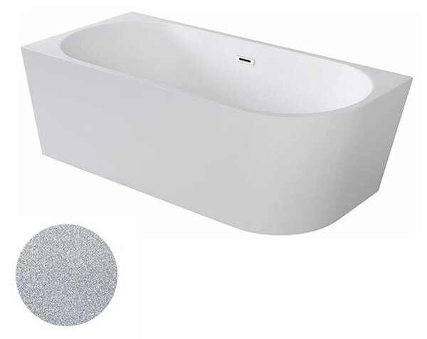Besco Akrylátová volně stojící rohová vana Zoya Glam S 150x75 (170x80) bílá/stříbrná Rozměry (cm): 150x75, Typ a barva výpustě: Click-Clack s přepadem, zlatá, Orientace: Pravá