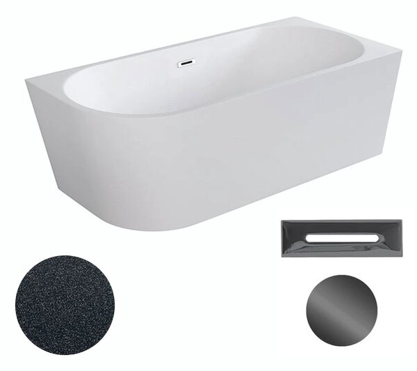 Besco Akrylátová volně stojící rohová vana Zoya Glam G 150x75 (170x80) bílá/grafit Rozměry (cm): 170x80, Typ a barva výpustě: Click-Clack s přepadem, bílá, Orientace: Pravá