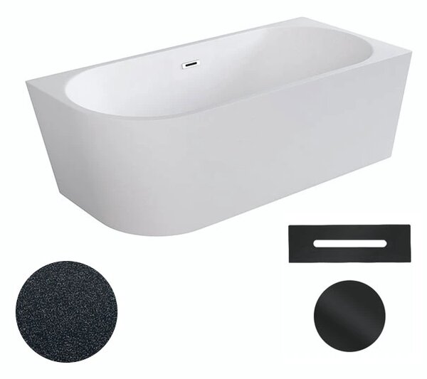 Besco Akrylátová volně stojící rohová vana Zoya Glam G 150x75 (170x80) bílá/grafit Rozměry (cm): 170x80, Typ a barva výpustě: Click-Clack s přepadem, bílá, Orientace: Pravá