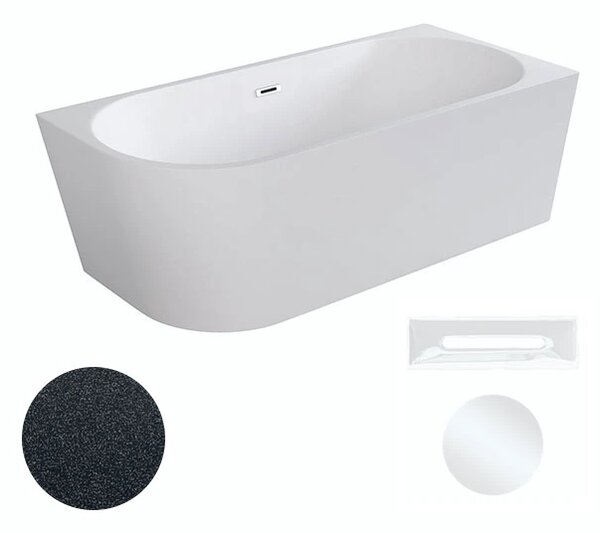 Besco Akrylátová volně stojící rohová vana Zoya Glam G 150x75 (170x80) bílá/grafit Rozměry (cm): 170x80, Typ a barva výpustě: Click-Clack s přepadem, bílá, Orientace: Pravá