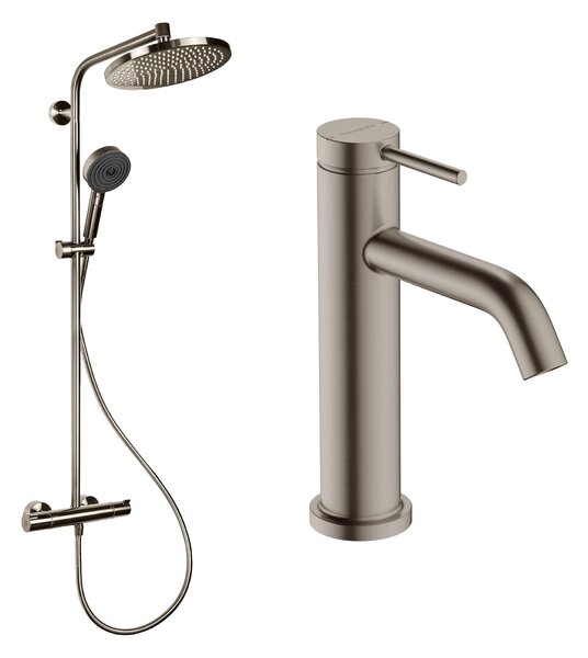 Hansgrohe Crometta sada koupelnových doplňků na stěnu s termostatem s dešťovou sprchou || 88002390