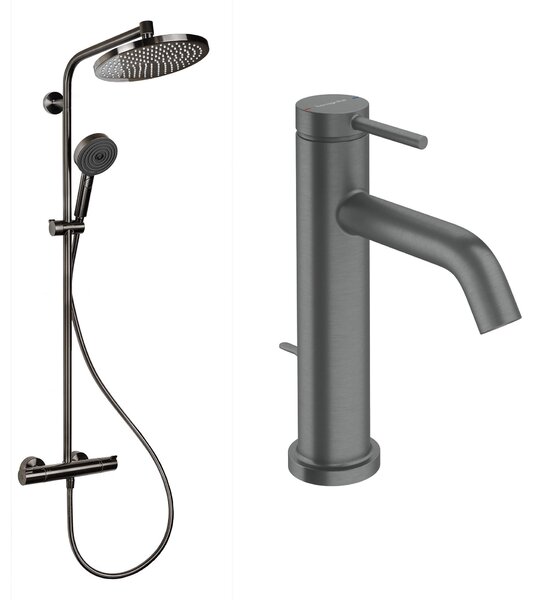 Hansgrohe Crometta sada koupelnových doplňků na stěnu s termostatem s dešťovou sprchou || 88002387