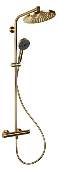 Hansgrohe Crometta sada koupelnových doplňků na stěnu s termostatem s dešťovou sprchou zlatá 88002388