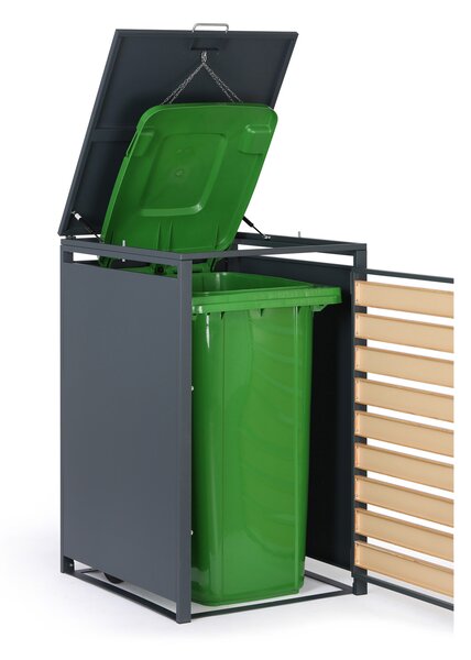 Přístřešek na popelnici 240 l, 1160 x 695 x 800 mm, dekor dřeva