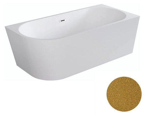 Besco Akrylátová volně stojící rohová vana Zoya Glam Z 150x75 (170x80) bílá/zlatá Rozměry (cm): 150x75, Typ a barva výpustě: Click-Clack s přepadem, bílá, Orientace: Pravá