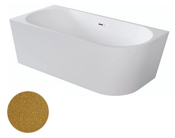 Besco Akrylátová volně stojící rohová vana Zoya Glam Z 150x75 (170x80) bílá/zlatá Rozměry (cm): 150x75, Typ a barva výpustě: Click-Clack s přepadem, bílá, Orientace: Pravá