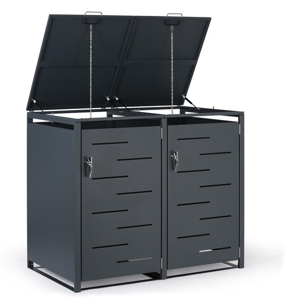 Přístřešek na 2 popelnice 240 l, 1160 x 1340 x 800 mm, uzamykatelný