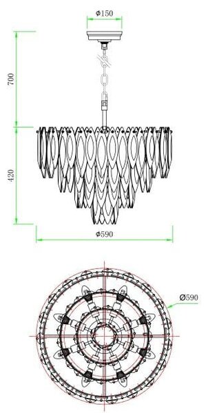 Globo Lighting Elinor závěsné svítidlo x40 W zlatá 64136H