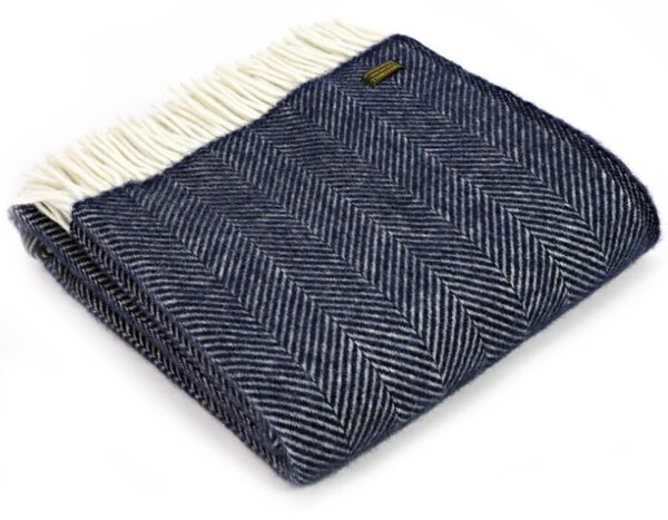 Vlněná deka Fishbone Navy 183 x 150 cm Tweedmill