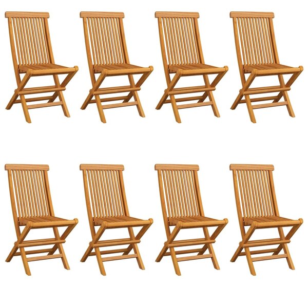 Zahradní židle s černými poduškami 8 ks masivní teak