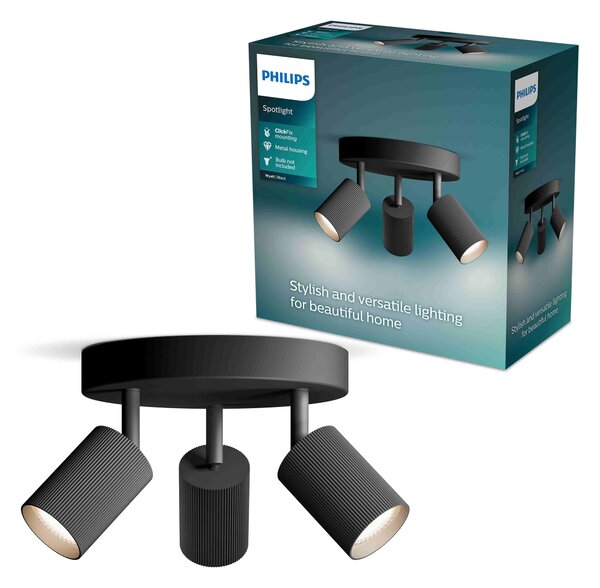 Wyatt LED bodové svítidlo 3x5W, na desce, AC 220–240, černá