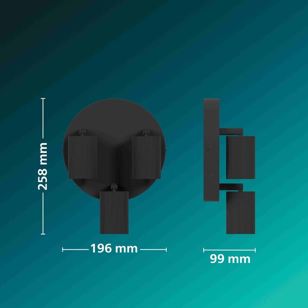Wyatt LED bodové svítidlo 3x5W, na desce, AC 220–240, černá