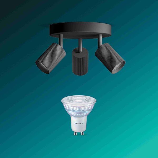 Wyatt LED bodové svítidlo 3x5W, na desce, AC 220–240, černá