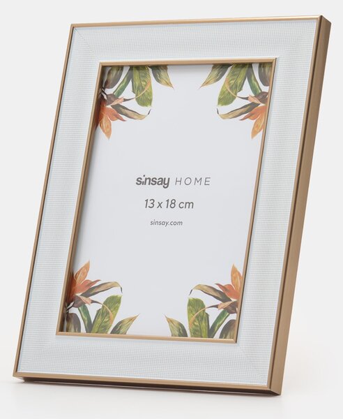 Sinsay - Rámeček na fotografie se zlatým okrajem - krémová