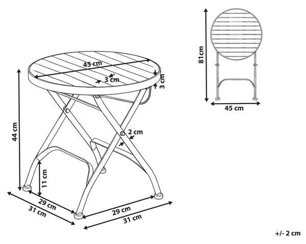 Zahradní odkládací stolek LASCARI 45 cm 45 cm Akáciové dřevo Světle hnědá