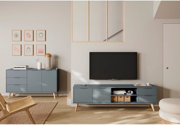TV stolek šedozelený 180x53x40 cm Pisco – Marckeric