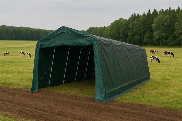 Zahradní a hospodářský stan 3,3×6 m, zelený, PVC 550 g/m²