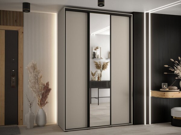Šatní skříň Fektre 3 150, Barva: kašmír / kašmír + černá 5903211333279