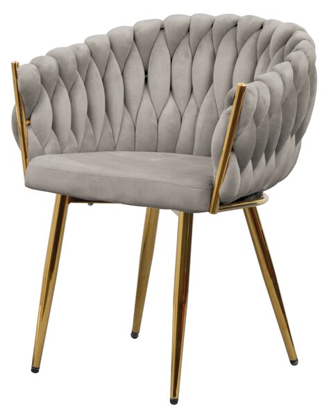 KONDELA Jídelní křeslo, šedohnědá Taupe Velvet látka/gold chrom zlatý, DEILA