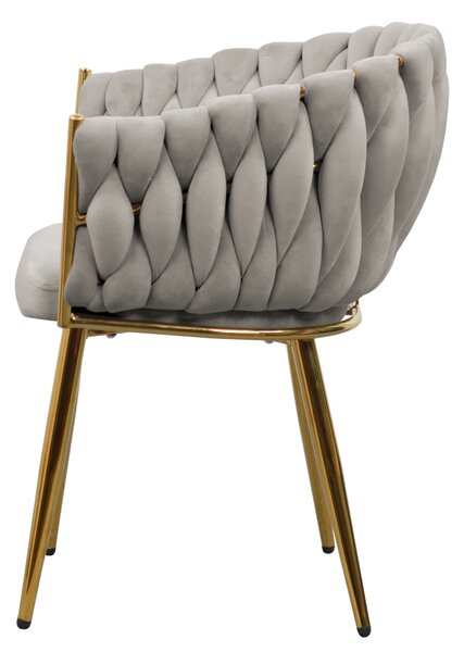KONDELA Jídelní křeslo, šedohnědá Taupe Velvet látka/gold chrom zlatý, DEILA
