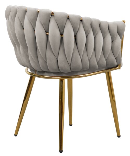KONDELA Jídelní křeslo, šedohnědá Taupe Velvet látka/gold chrom zlatý, DEILA