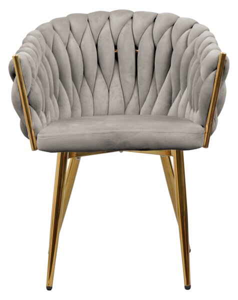 KONDELA Jídelní křeslo, šedohnědá Taupe Velvet látka/gold chrom zlatý, DEILA