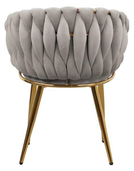 KONDELA Jídelní křeslo, šedohnědá Taupe Velvet látka/gold chrom zlatý, DEILA